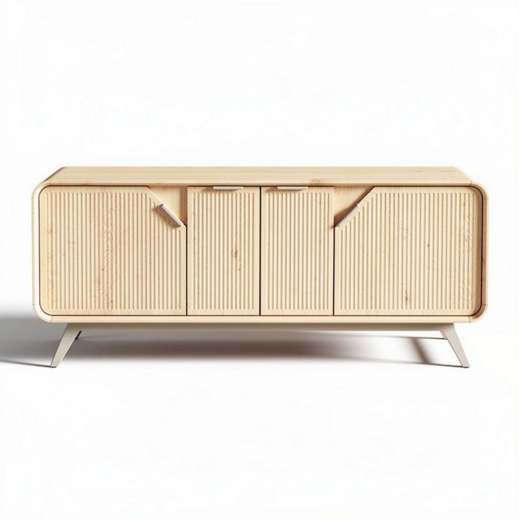 Bamboo kast met ribbel ontwerp en metalen poten 150 x 45 x 60cm