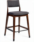 Houten barkruk met stoffen zitting en rugleuning in antraciet 45 x 45 x 110cm