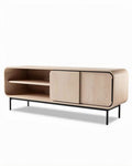 Eikenhouten tv-meubel met metalen poten 100 x 40 x 45cm naturel