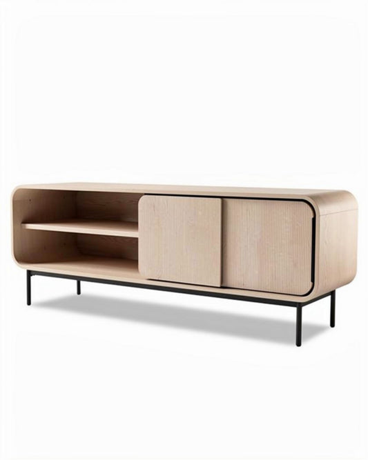 Eikenhouten tv-meubel met metalen poten 100 x 40 x 45cm naturel