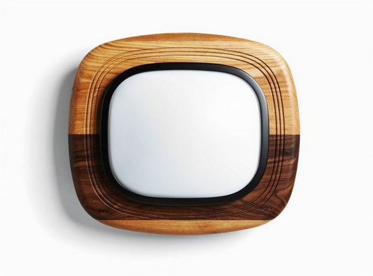 Houten wandlamp met glas voor binnen gebruik 20 x 20 x 5cm