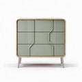Houten kast met groene lades en metalen poten 60 x 40 x 70cm