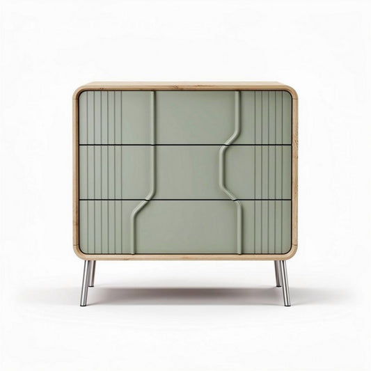 Houten kast met groene lades en metalen poten 60 x 40 x 70cm