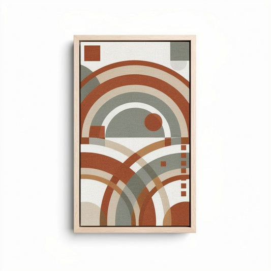 Geweven wanddecoratie in aardetinten met abstracte vormen 30 x 20 x 2cm