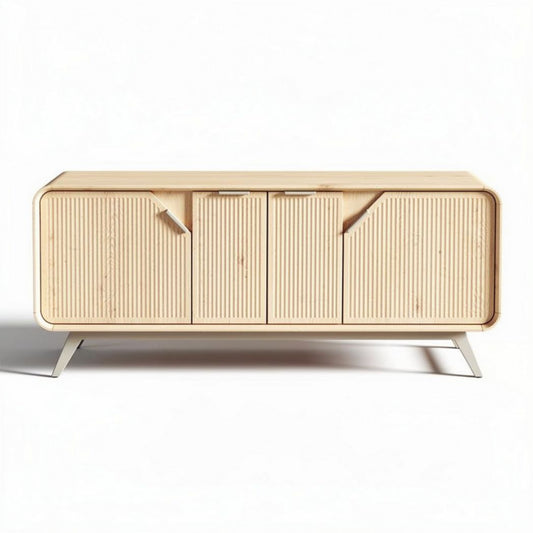 Bamboo kast met ribbel ontwerp en metalen poten 150 x 45 x 60cm